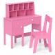 Kids Study Desk and Chair Set with Chair Hutch and Storage Cabinet for 3+ Years Old