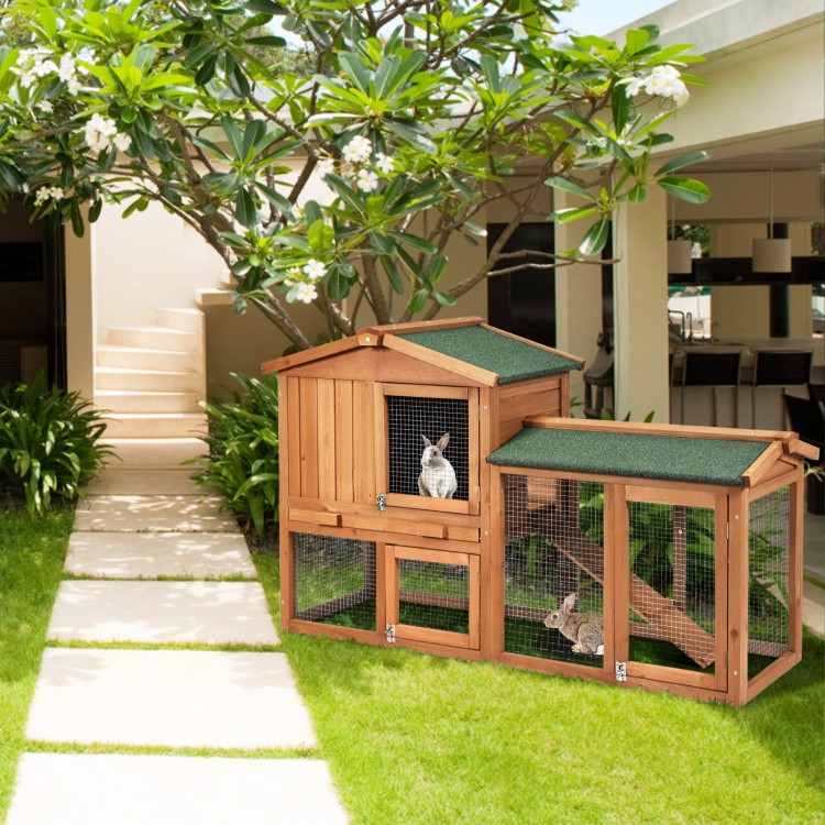 58 Inch Weatherproof Wooden Rabbit Hutch