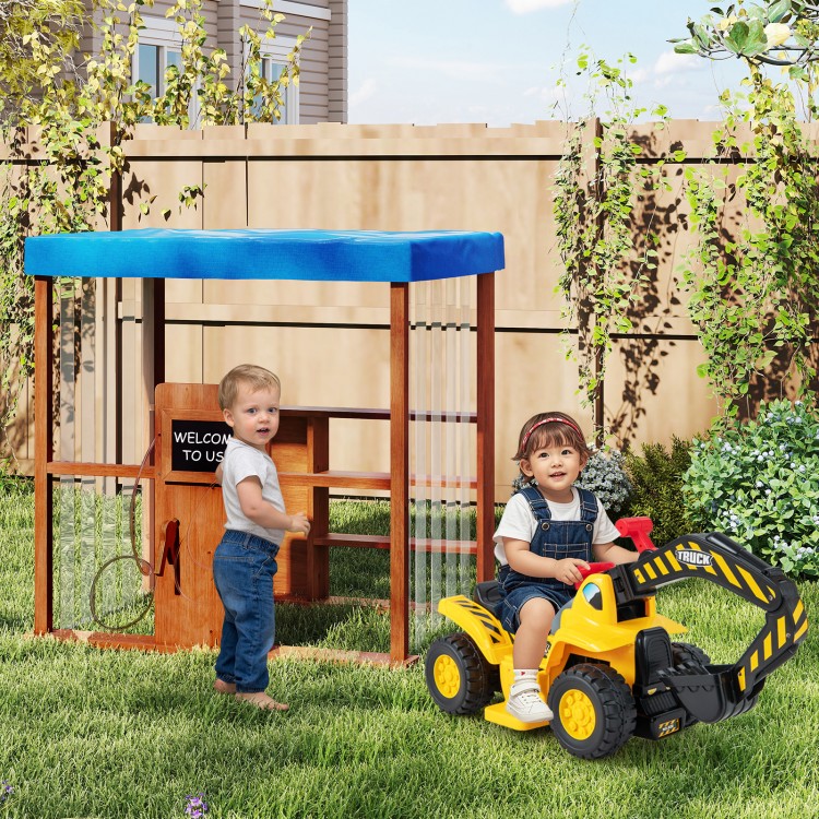 Kids Gas Station Playhouse with Gas Refueling Guns for Aged 3+