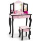 Kid Vanity Set with Tri-Folding Mirror and Leopard Print