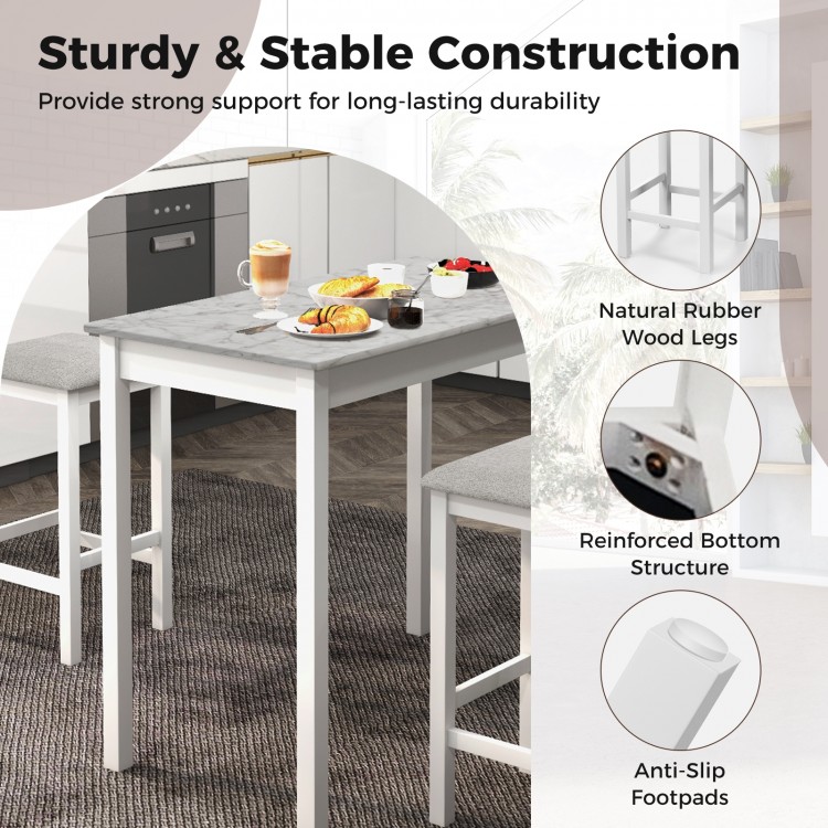 Counter-Height Dining Table and 2 Linen Fabric Padded Bar Stools