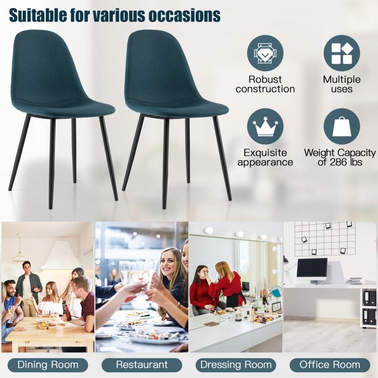 Dining Chairs Set of 2 with Black Metal Legs