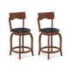Swivel Bar Stools Set of 2 with Rubber Wood Frame and Upholstered Seat