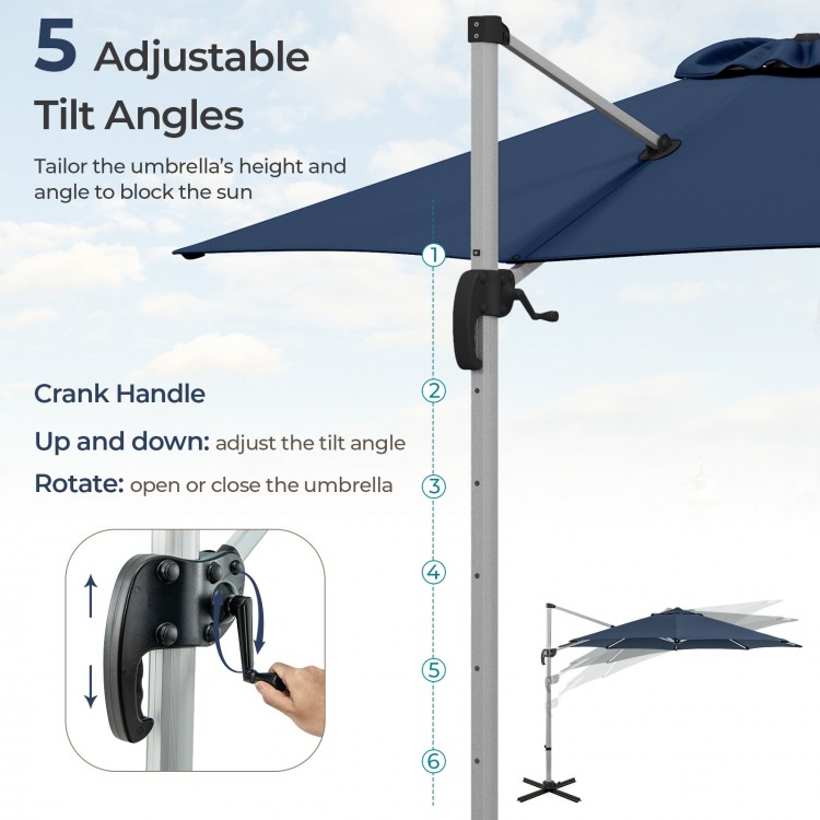 11 FT Outdoor Patio Umbrella with 360° Rotation and Adjustable Tilt