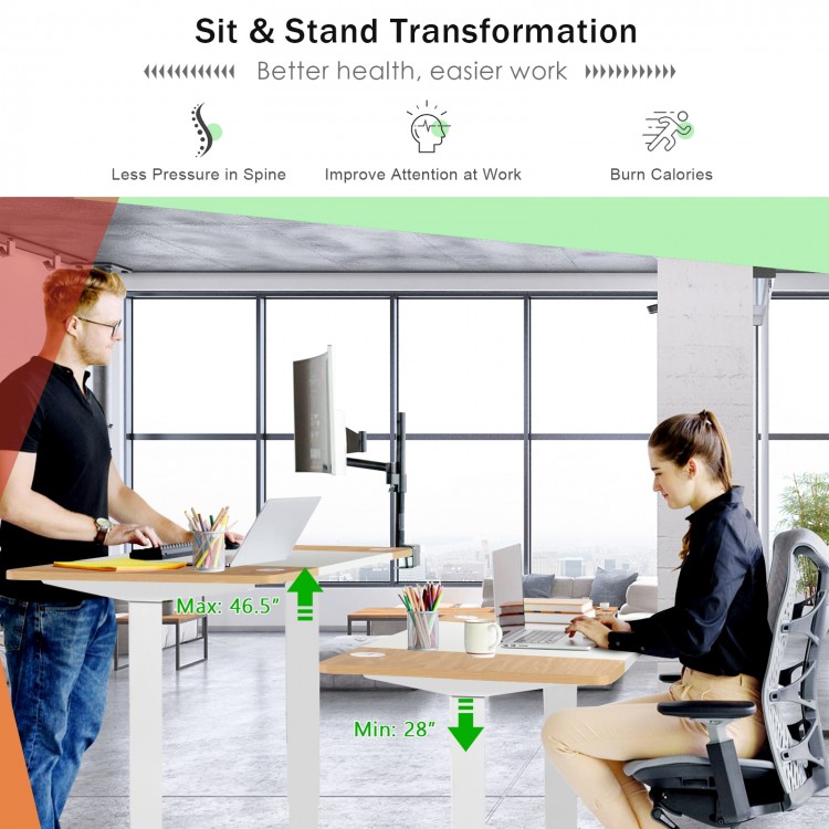 55 x 28 Inch Electric Adjustable Sit to Stand Desk with USB Port