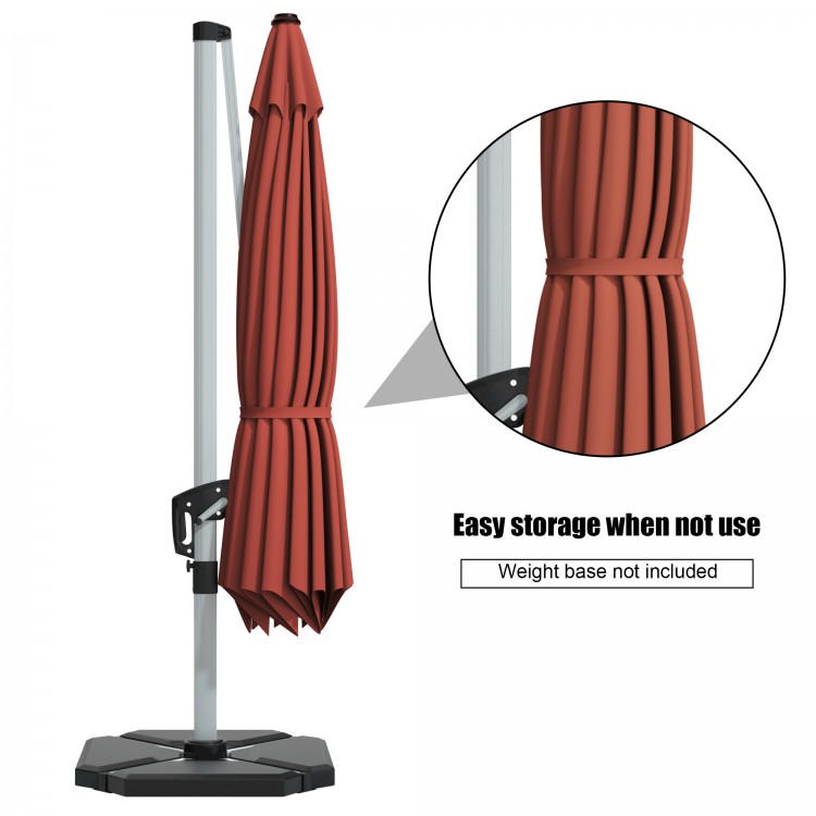 10 Feet 360° Tilt Aluminum Square Patio Umbrella without Weight Base