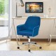 Velvet Desk Chair with Adjustable Swivel and Removable Cushion