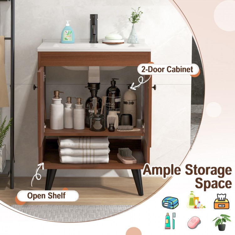 25 Inch Wooden Bathroom Storage Cabinet with Sink