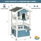 2-Story Outdoor Wooden Catio Cat House Shelter with Enclosure