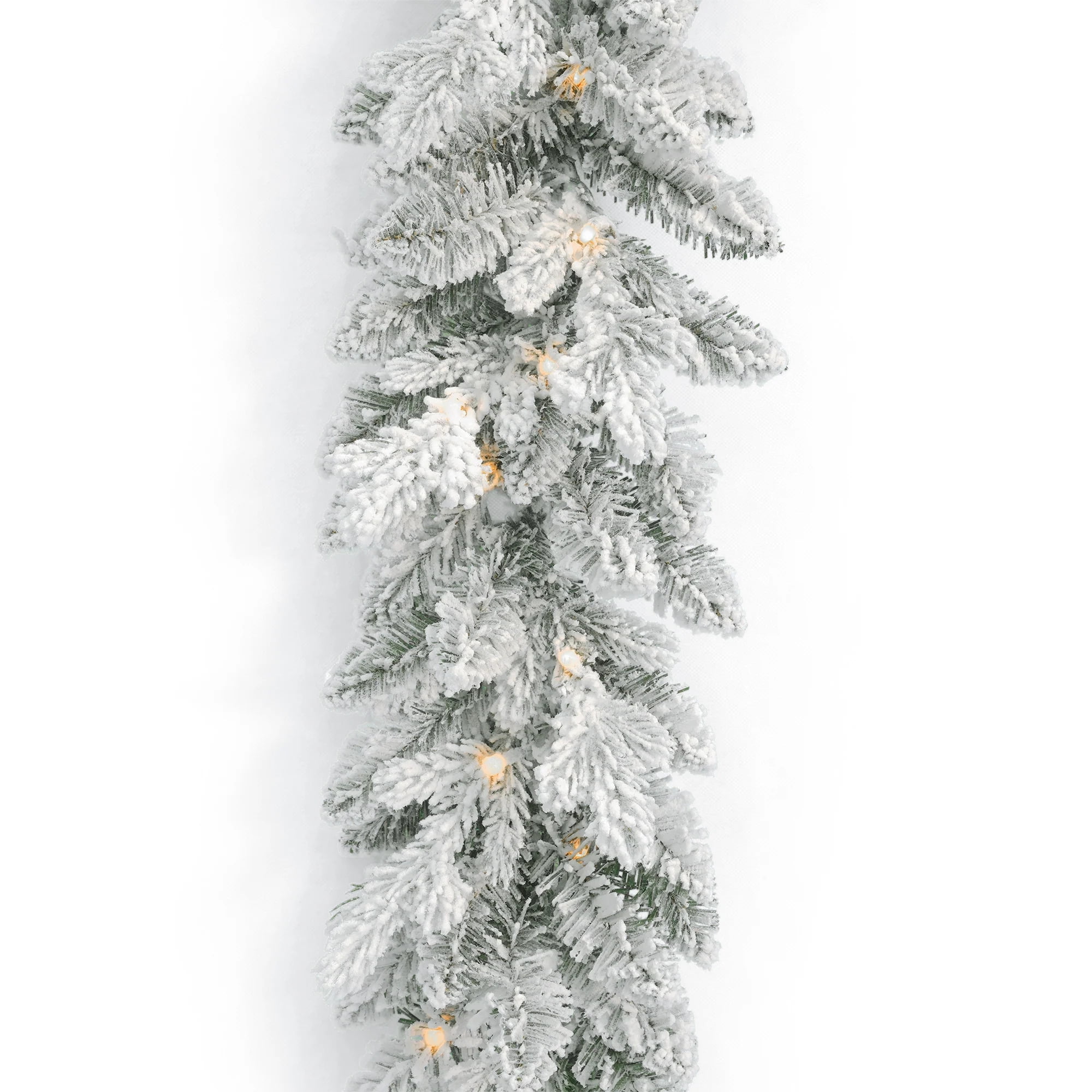 Seasonal LLC Bluffton 6ft Flocked Pine Garland with RGBW LED Lights, Remote Control, Battery Operated, Indoor/Outdoor Use