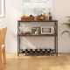 3 Shelves Kitchen Island Industrial Prep Table with Bottom Wine Rack