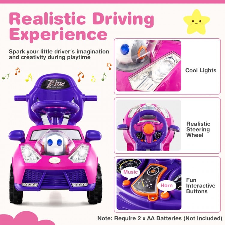 3-in-1 Push Car for Toddler Sliding Car with Seat Belt and Canopy