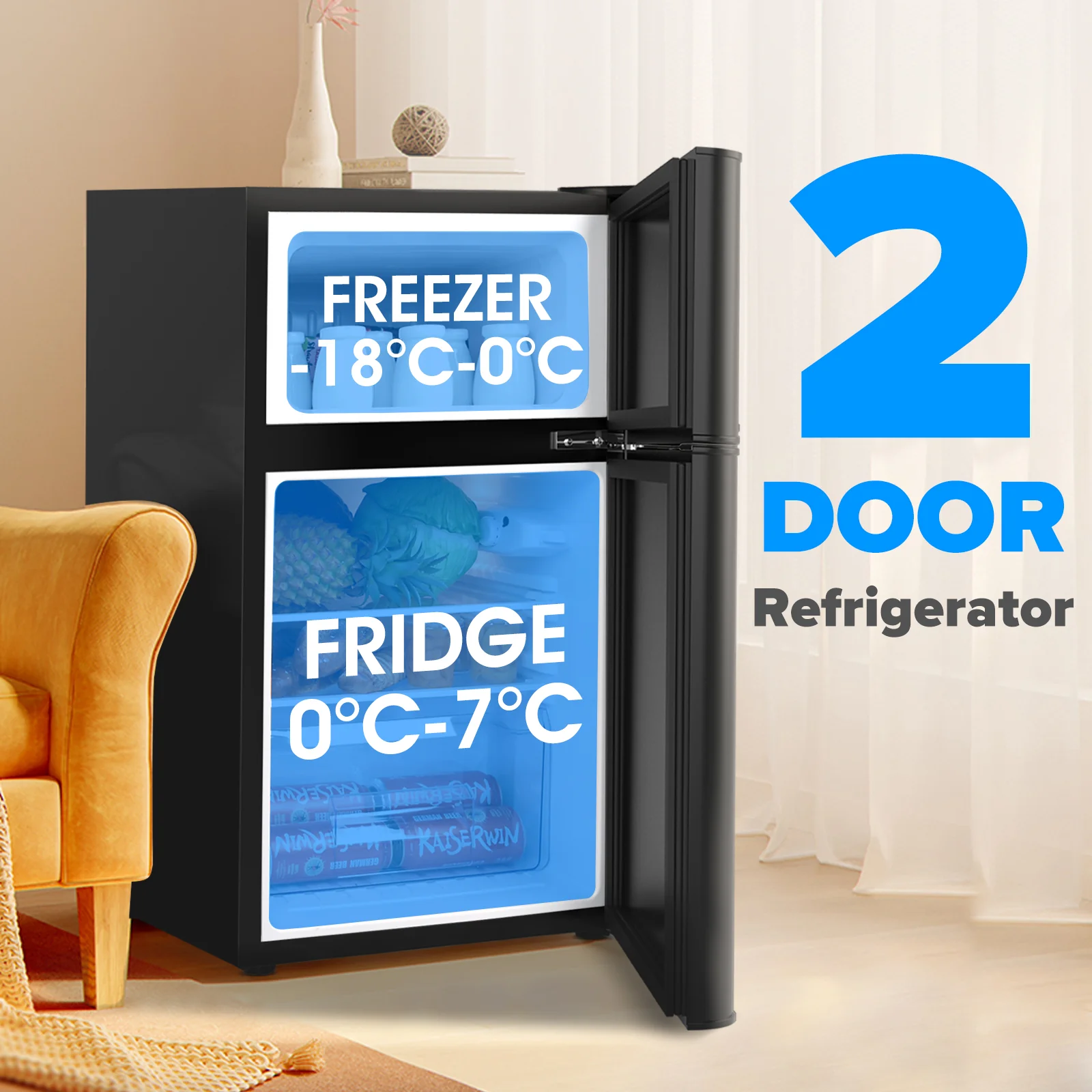 90L Electric Mini Fridge Freezer Portable