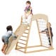 6-in-1 Jungle Gym Wooden Indoor Playground with Double-Sided Ramp and Monkey Bars