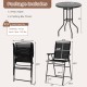 3 Pieces Outdoor Bar Stool Set with DPC Tabletop and Umbrella Hole for Poolside