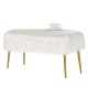 Upholstered Faux Fur Vanity Stool with Golden Legs for Makeup Room