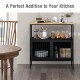 Kitchen Buffet Cabinet with 2 Doors and Open Shelf