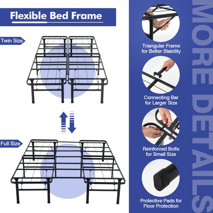 Full/King Size Folding Steel Platform Bed Frame for Kids and Adults