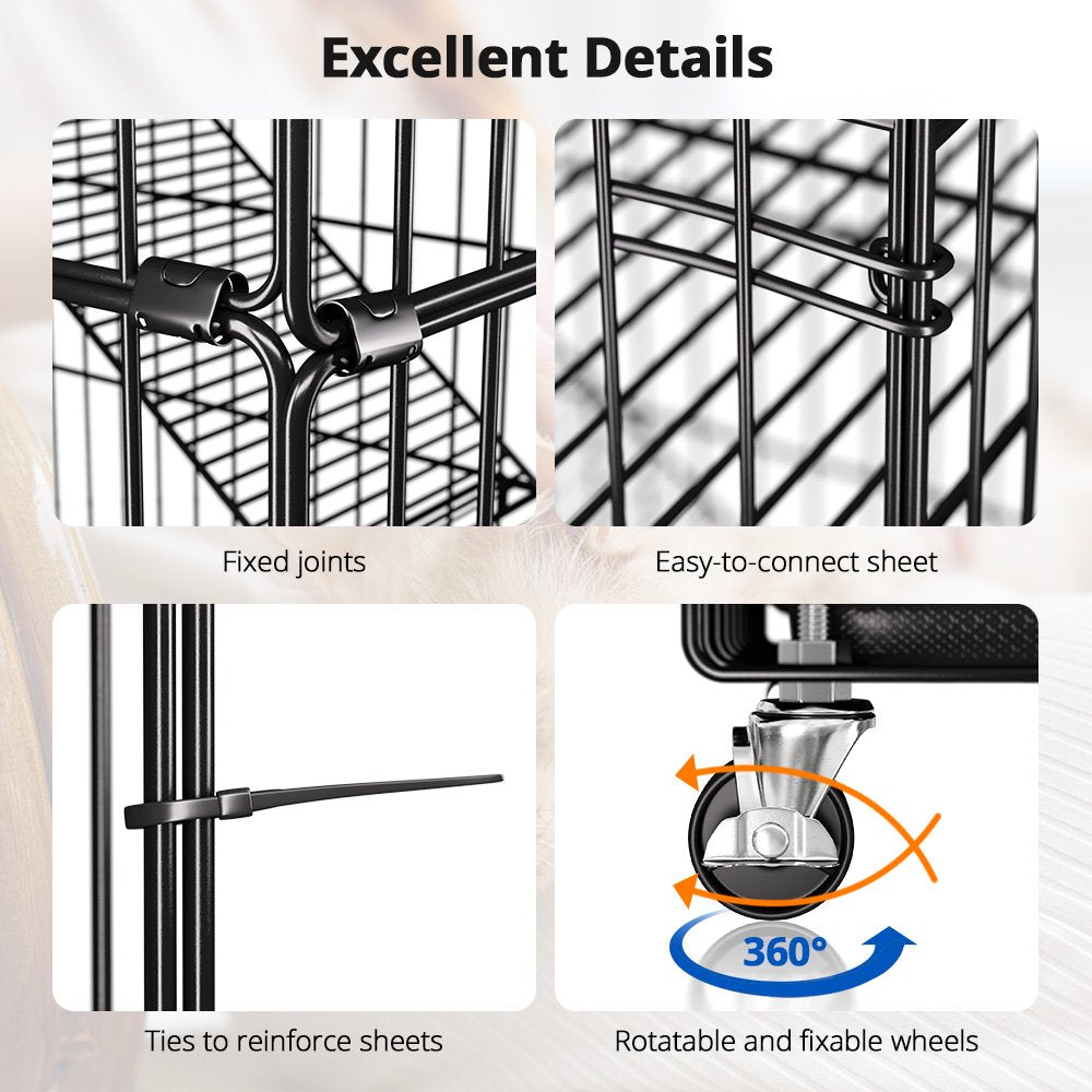SINGES Extra Large 6-Tier Cat Cage Playpen with Bed, Black, Metal Wire, for Cats & Small Pets