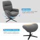 Upholstered Swivel Lounge Chair with Ottoman and Rocking Footstool