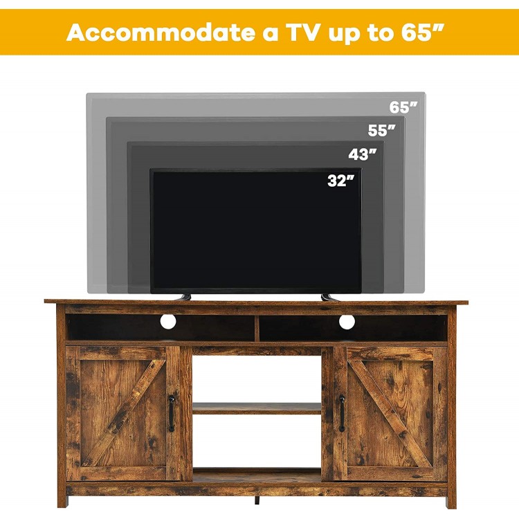 60 Inch Industrial Fireplace TV Stand with Shelve and Cabinet for TVs Up to 65 Inches