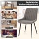 Faux-Leather Texture Dining Chair Set of 2 with Metal Legs and Padded Seat