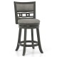 Set of 2 Bar Height Bar Chair with Wooden Frame Swivel Seat and Footrest for Pub Bar Restaurant
