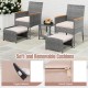 5 Pieces Patio Conversation Set with Soft Cushions and Ottomans