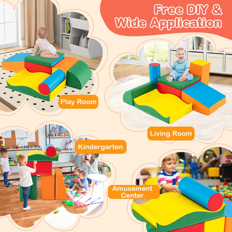 7 Pieces Toddlers Climbing Toys with EPE Foam and Removable PU Leather