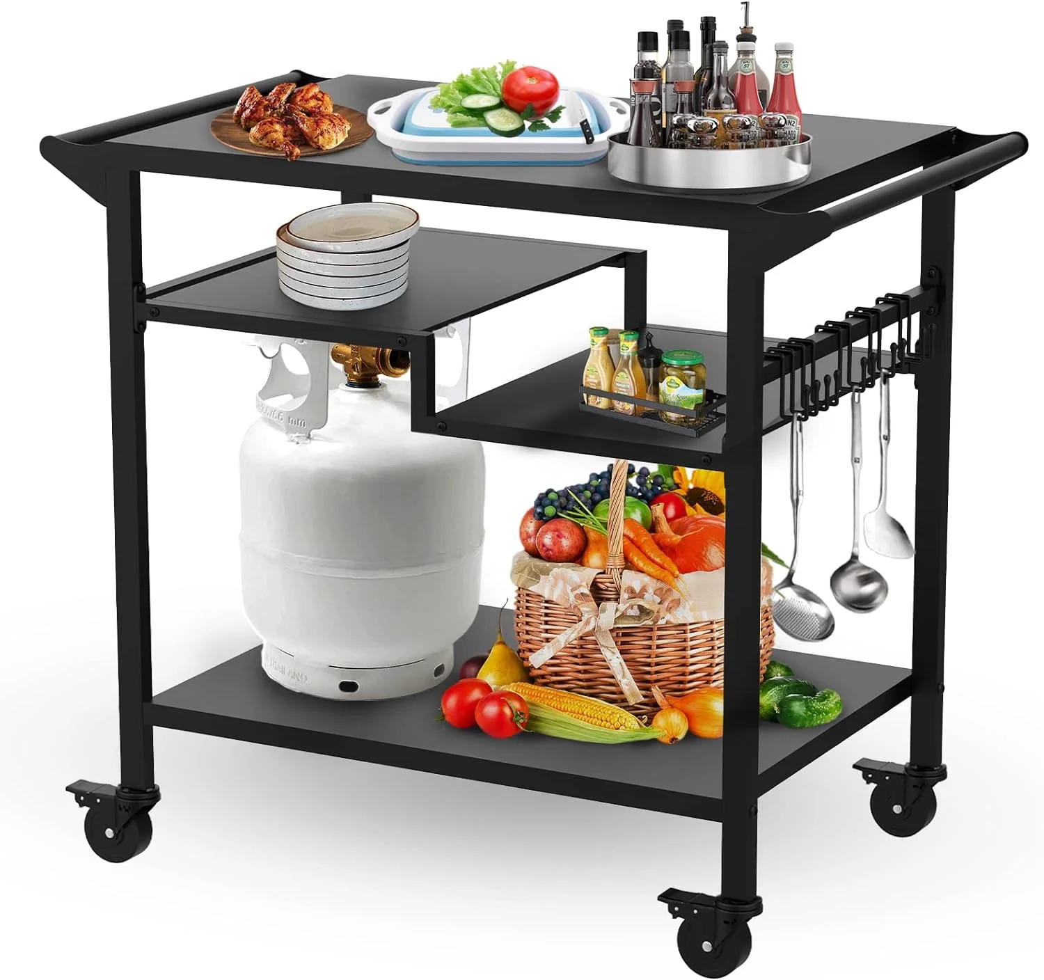 Versatile Stainless Steel Grill Table with Double Shelf | 20′′x32′′ Outdoor Cooking Cart