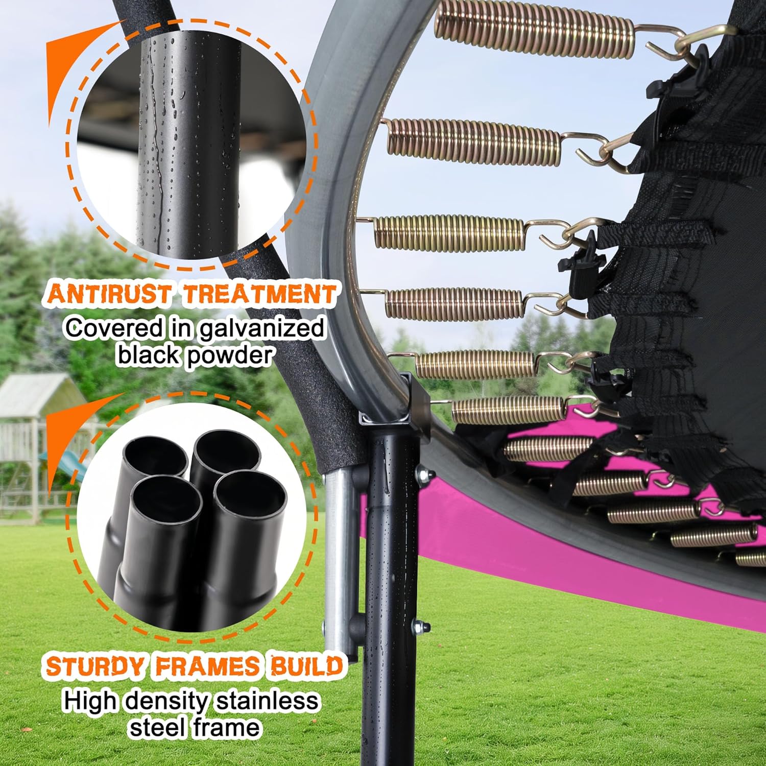 Trampoline 8FT 10FT 12FT 14FT 16FT, Recreational Trampolines with Enclosure Net and Ladder, Outdoor Anti-Rust Trampolines for Kids and Adults, ASTM Approved