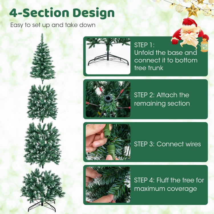 9 FT Pre-Lit Artificial Christmas Tree with 1298 Snowy Branch Tips