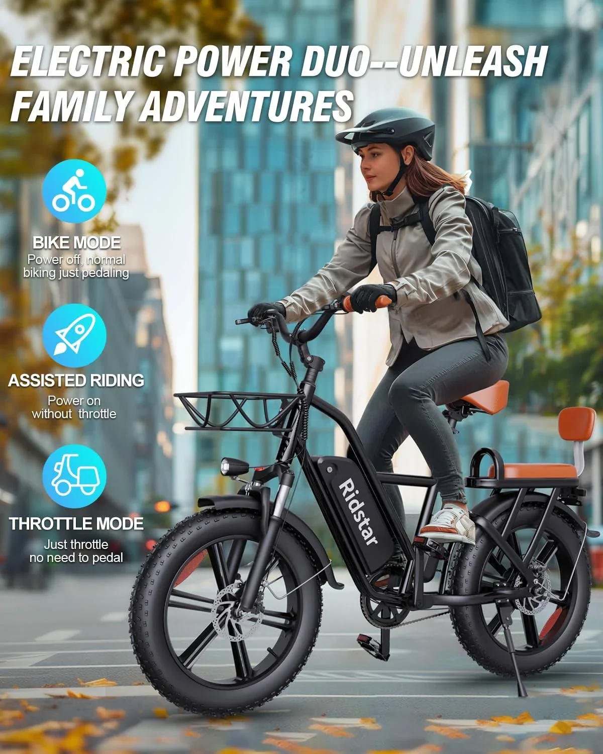 Bopzin 1000W Electric Bike for Adults 48V 15Ah Removable Battery Ebike 20