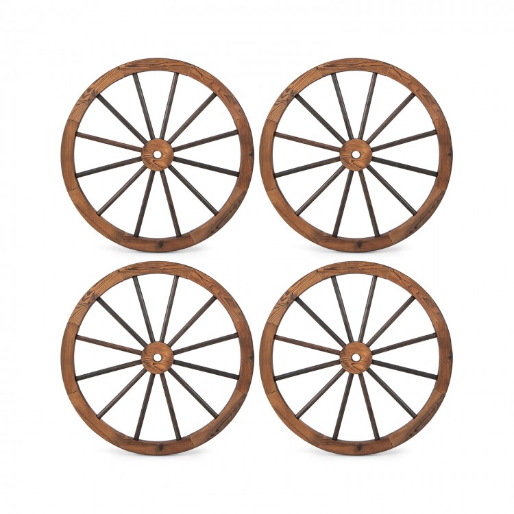 Set of 4 Decorative Wooden Wagon Wheels 30 Inch Vintage Wagon Wheel Wall Decor