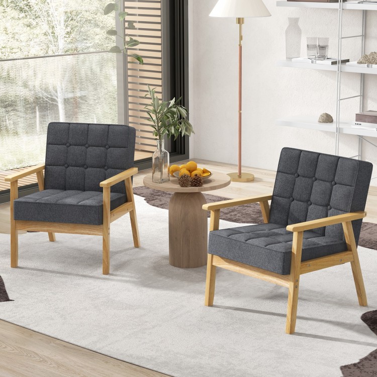 Upholstered Armchair with Rubber Wood Armrests