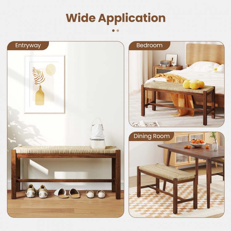 40 Inch Long Wood Bench with Solid Rubber Wood Frame