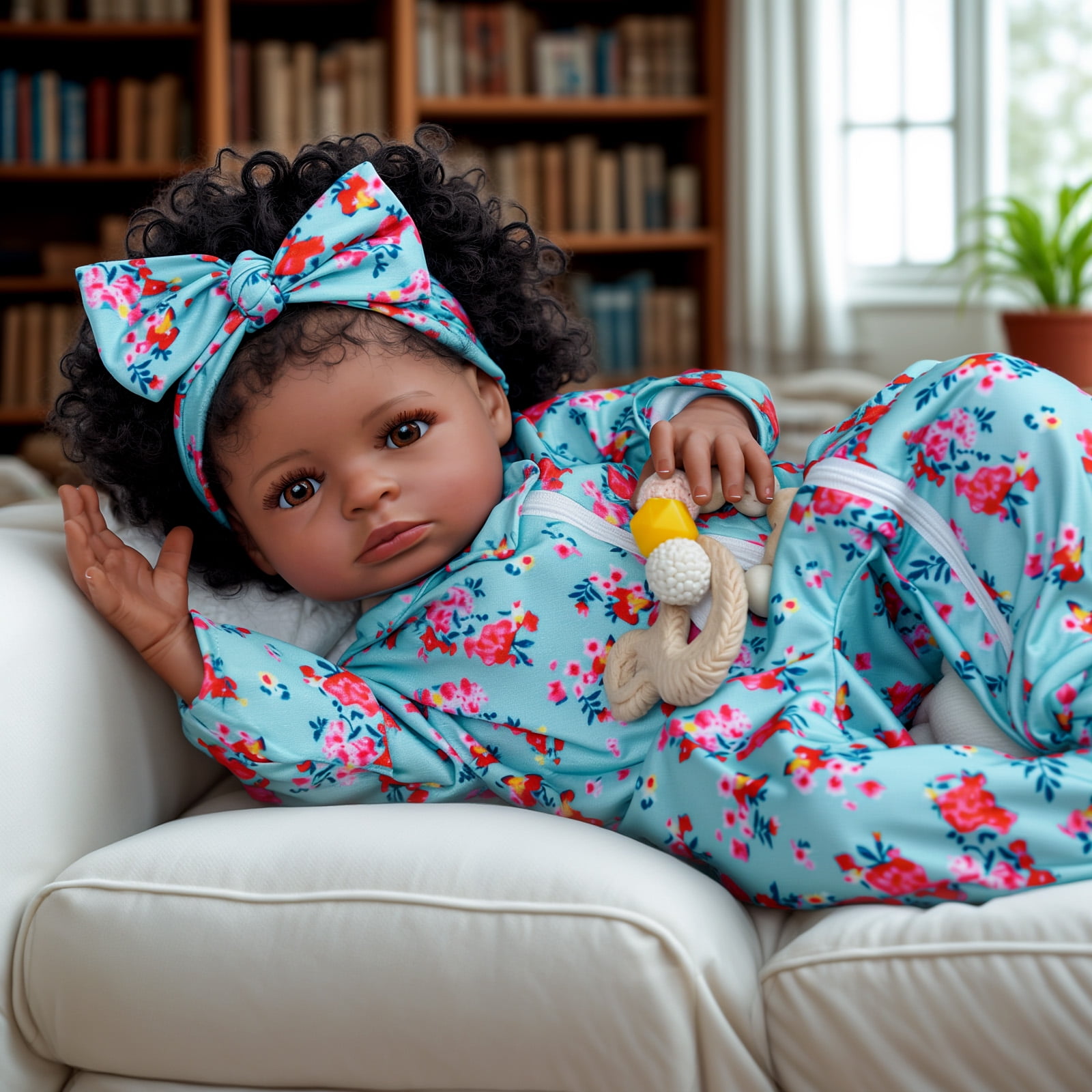 JIZHI 20′′ Lifelike Reborn Baby Doll, Realistic Vinyl Girl with Clothes & Accessories, Age 3+
