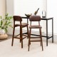 29 Inch Upholstered PU Bar Stools with Rubber Wood Legs