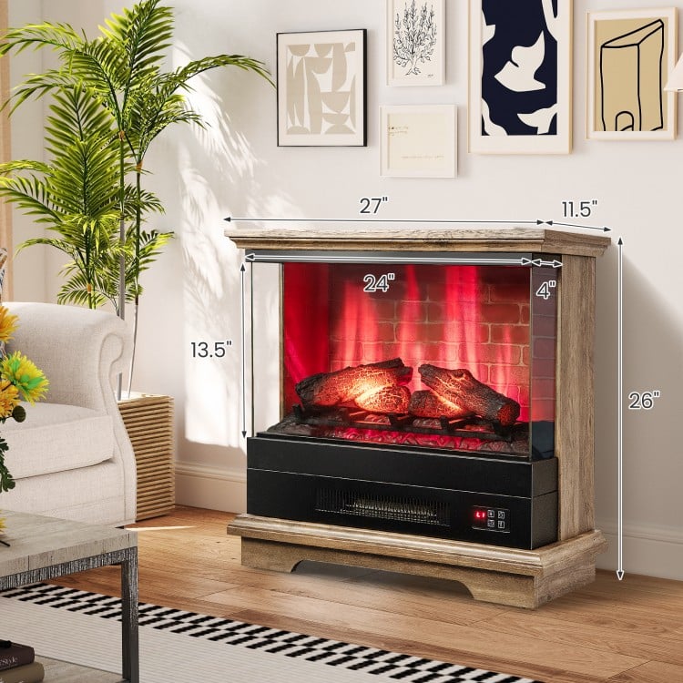 27 Inch Freestanding Fireplace with Remote Control