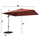 10 Feet 360° Tilt Aluminum Square Patio Umbrella without Weight Base
