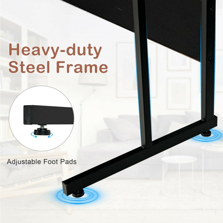 88.5 Inch L Shaped Reversible Computer Desk Table with Monitor Stand