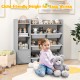 4-Tier Kids Bookshelf and Toy Storage Rack with 8 Toy Organizer Bins