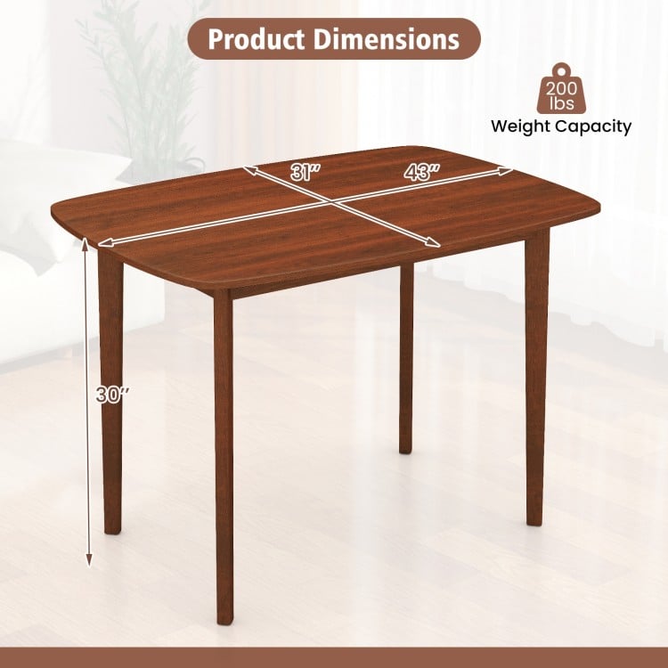 Wooden Dining Table for 2-4 People Kitchen Table with Rubber Wood Legs