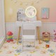 Kids Princess Makeup Dressing Desk and Chair Set with Mirror and Lights