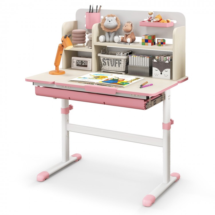 Height Adjustable Kids Study Desk with Tilt Desktop for 3-12 Years Old