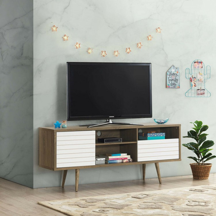 Mid-Century Modern TV Stand for TVs up to 65 Inch with Storage Shelves