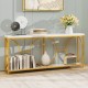 2-Tier Faux Marble Top Console Table with Storage Shelf