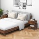 Set of 2 Irregular 2-Tier Wooden Nightstands with Elevated Metal Feet