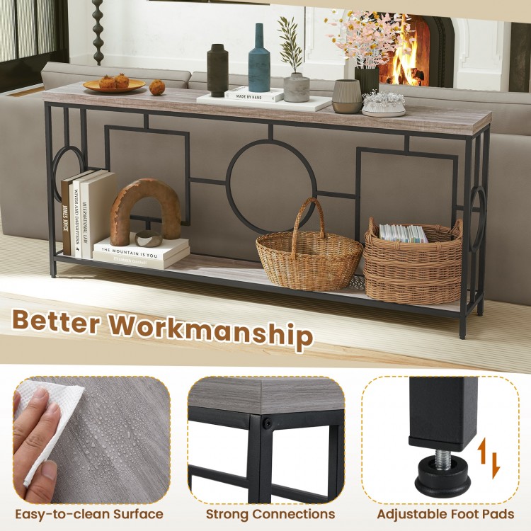 2-Tier Faux Marble Top Console Table with Storage Shelf for Hallway