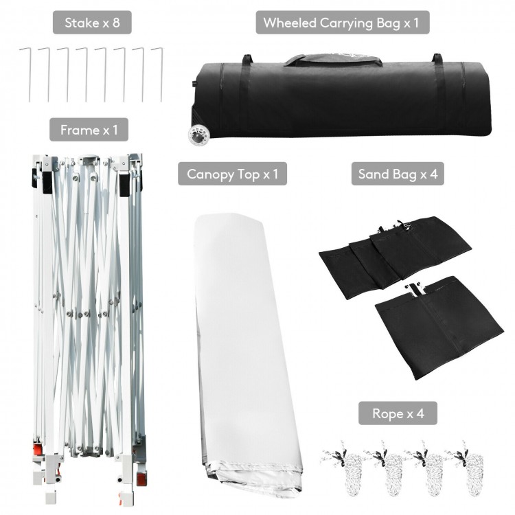 17 x 10 Feet Foldable Pop Up Canopy with Adjustable Dual Awnings